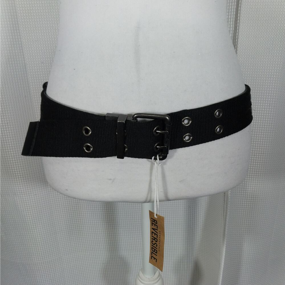 NWT! AEROPOSTALE! BLACK, GRAY REVERSIBLE RIVETED DETAIL MIDNIGHT BUCKLE BELT! M - Picture 3 of 16